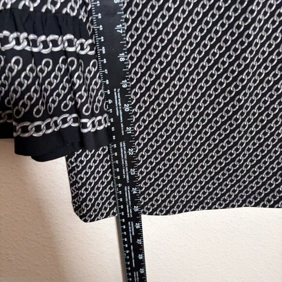 Michael Kors Blouse Women's Small Chain 3/4 Sleeve Flare Career Shirt Top Print - Picture 6 of 9